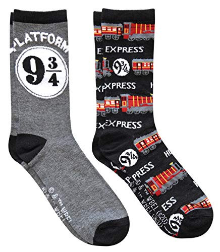 Hyp Harry Potter Hogwarts Express Platform 9 3-4 Mens Crew Socks 2 Pair Pack