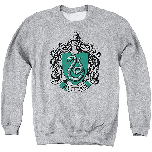 Harry Potter Slytherin Crest Unisex Adult Crewneck Sweatshirt for Men and Women  X-Large Athletic Heather