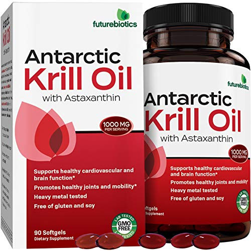 Futurebiotics Antarctic Krill Oil with Omega-3s EPA  DHA  Astaxanthin and Phospholipids - 100 Pure Premium Krill Oil Heavy Metal Tested  Non GMO  90