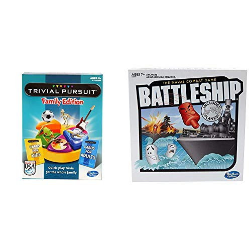 Hasbro Games Trivial Pursuit Family Edition -Amazon Exclusive- and Battleship with Planes Strategy Board Game for Ages 7 and Up -Amazon Exclusive-