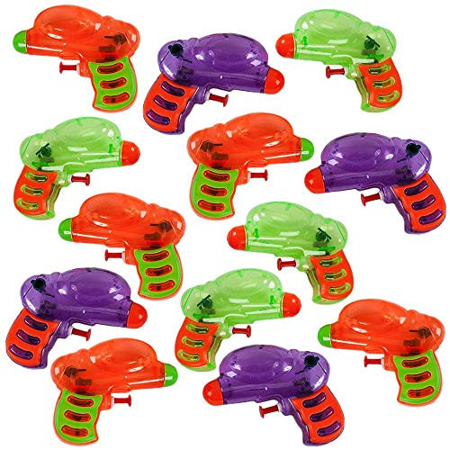 ArtCreativity Two Tone Water Squirters  Pack of 12  Assorted Colors Mini Water Squirt Toy Guns for Swimming Pool  Beach and Outdoor Summer Fun  Cool B