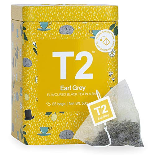 T2 Earl Grey Black Tea  Bags in Limited Edition Tin  25Count