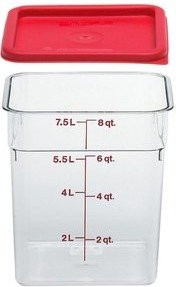 Cambro Camwear Polycarbonate Square Food Storage Container  8 Quart With Lid