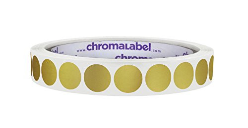 ChromaLabel 1-2 Inch Round Permanent Color-Code Dot Stickers  1000 Labels per Roll  Metallic Gold