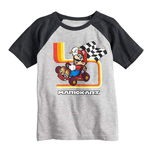 Jumping Beans Little Boys 4-12 Mario Kart Tee 7 Grey-Charcoal