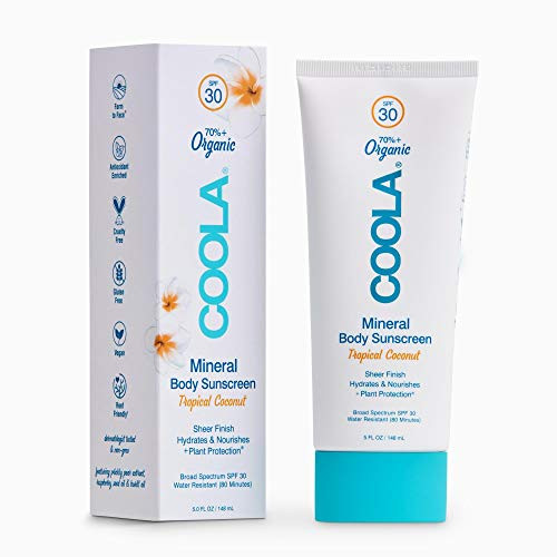 COOLA Organic Mineral Sunscreen and Sunblock Body Lotion  Skin Care for Daily Protection  Broad Spectrum SPF 30  Reef Safe  Tropical Coconut  5 Fl Oz