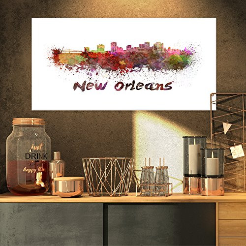 Designart New Orleans Skyline-Cityscape Canvas Artwork Print-32x16, 32x16 Purple Designart New Orleans Skyline-Cityscape Canvas Artwork Print-32x16, 32x16 Purple