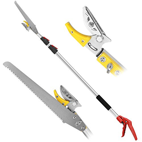 Pole saws for tree trimming, Telescopic Long Reach  Pruner 4.5-9.6 Feet | Long Handled Fruit Picker | Garden bypass Tree Lopper pruning shears With Pole Saw by Belpink