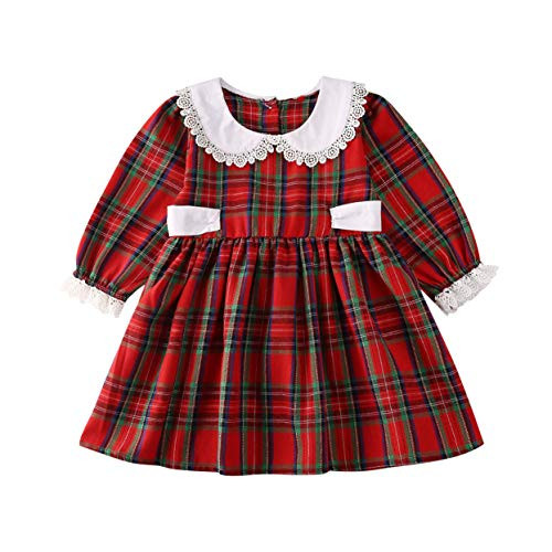 Toddler Baby Girl Plaid Christmas Dress Romper Ruffle Red Plaid Princess Dress Xmas Clothes Party Dress Fall Outfits-5-6Y  Red Plaid Dress 5- Toddler Baby Girl Plaid Christmas Dress Romper Ruffle Red Plaid Princess Dress Xmas Clothes Party Dress Fall Outfits-5-6Y  Red Plaid Dress 5-