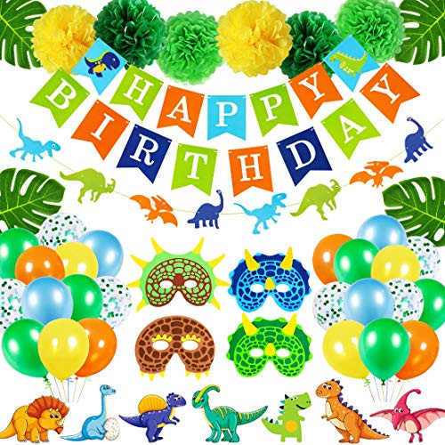 72Pcs Dinosaur Decorations for Birthday Party Dinosaur Party Supplies - Including Happy Birthday Banner Balloons Pom Poms Flowers Dinosaur Face Ma 72Pcs Dinosaur Decorations for Birthday Party Dinosaur Party Supplies - Including Happy Birthday Banner Balloons Pom Poms Flowers Dinosaur Face Ma
