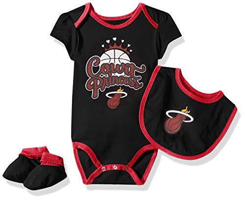NBA by Outerstuff NBA Newborn and Infant Miami Heat Mini Trifecta Bodysuit  Bib and Bootie Set  Black  0-3 Months