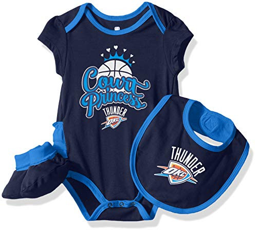 NBA by Outerstuff NBA Newborn and Infant Oklahoma City Thunder Mini Trifecta Bodysuit  Bib and Bootie Set  Dark Navy  6-9 Months