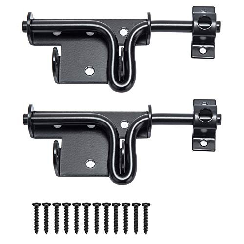 Heavy Duty Sliding Gate Latch Metal Slide Action Bolt Gate Latches for Wooden Fences Shed Barn Doors 2 Pack by Henson  Black