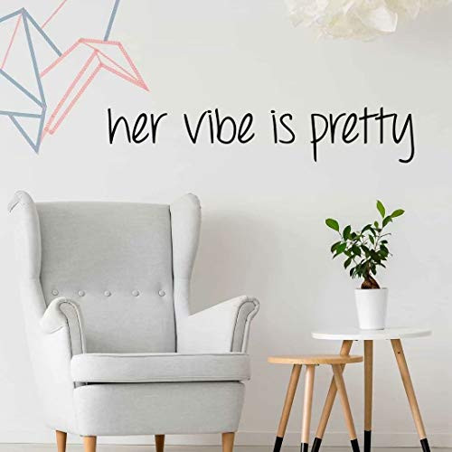 BATTOO Her Vibe is Pretty Vinyl Wall Decals Words- Girls Wall Quote Saying Positive Motto Inspirational Phrase Wall Art Lettering