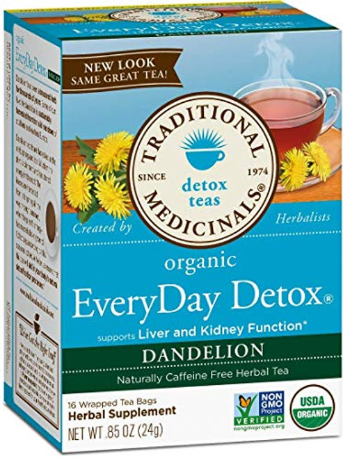 Traditional Medicinals Organic Lemon Everyday DetoxTea  16 bags -Detox Dandelion Tea  Pack of 3-
