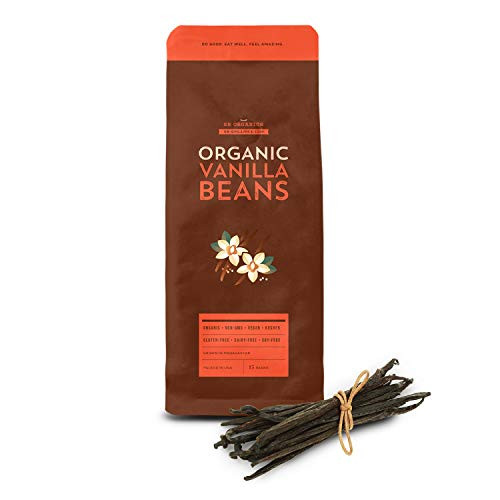 SB Organics Whole Vanilla Beans - Organic Grade A Madagascar Bourbon Real Vanilla Bean Pods for Extract Gourmet Cooking and Baking - 15 Count Long Mo SB Organics Whole Vanilla Beans - Organic Grade A Madagascar Bourbon Real Vanilla Bean Pods for Extract Gourmet Cooking and Baking - 15 Count Long Mo