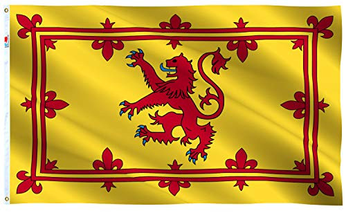 rhungift Scotland Rampant Lion Flag 3x5 Ft  Moderate-Outdoor Both Sides 100D Polyester Canvas Header and Double Stitched -3 x 5 Scottish Royal Stand
