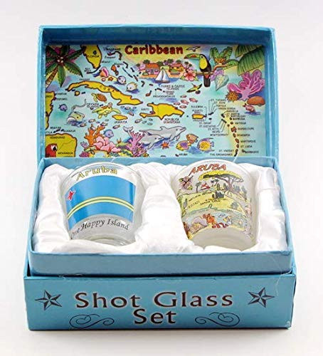 Aruba Caribbean Boxed Shot Glass Set -Set of 2-