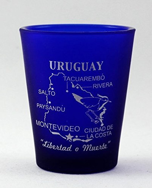 Uruguay Cobalt Blue Frosted Shot Glass Uruguay Cobalt Blue Frosted Shot Glass