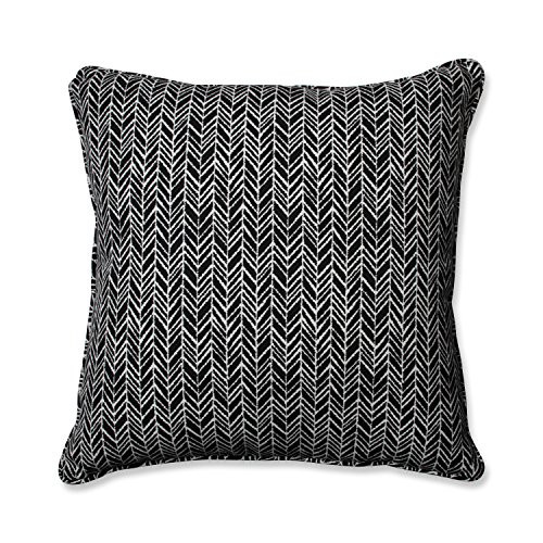 Pillow Perfect Outdoor-Indoor Herringbone Night Floor Pillow  25 x 25  Black