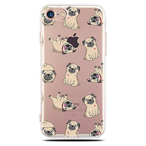 iPhone SE -2020- Case-iPhone 8 Case-iPhone 7 Case-4-7inch- Blingys Pug Style Transparent Clear Flexible TPU Protective Case Compatible for iPhone SE