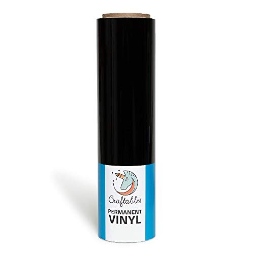 Craftables Black Vinyl Roll - Permanent  Adhesive  Glossy and Waterproof - 12 x 25 -for Crafts  Cricut  Silhouette  Expressions  Cameo  Decal  Signs