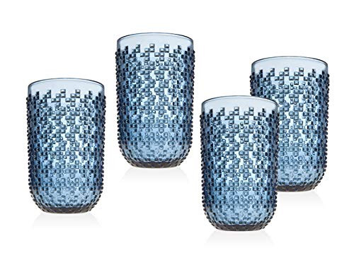 Highball Glasses Beverage Glass Cup Alba by Godinger  Blue  Set of 4