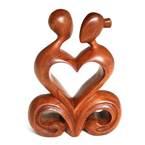 NOVICA Brown Romantic Suar Wood Sculpture, 7.5" Tall 'One Heart' NOVICA Brown Romantic Suar Wood Sculpture, 7.5" Tall 'One Heart'