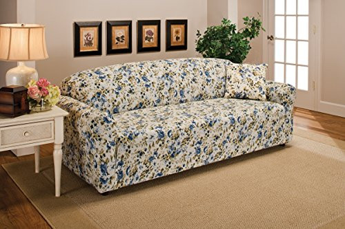 Madison Stretch Jersey Sofa Slipcover, Floral, Blue