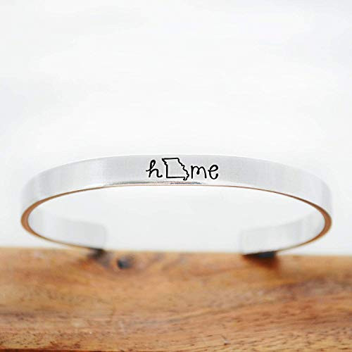 Missouri Home State Pride Kansas City Hand Stamped Cuff Bracelet for Graduation Grad Best Friend Daughter Show Me