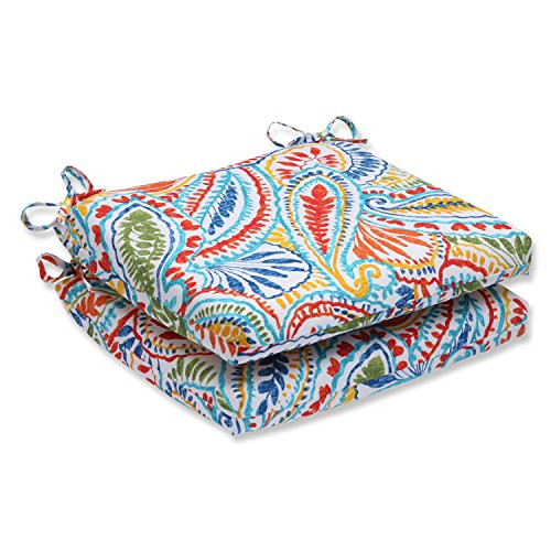 Pillow Perfect Outdoor Ummi Squared Corners Seat Cushion, Multicolored, Set of 2