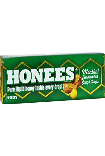 Honees - Liquid Honey Menthol Euclayptus Drops - 9 Lozenges -pack of 20-
