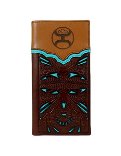 Hooey Brand Mens Hooey Signature Tooled Rodeo Wallet Tan