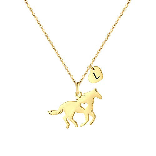 MONOOC Horse Stuff for Girls Stainless Steel Gold Horse Necklaces for Girls Horse Necklace Kids Horse Lover Gifts for Women Heart Initial L Necklace MONOOC Horse Stuff for Girls Stainless Steel Gold Horse Necklaces for Girls Horse Necklace Kids Horse Lover Gifts for Women Heart Initial L Necklace
