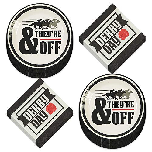 Horse Racing Derby Partyand Theyre Off Paper Dessert Plates and Beverage Napkins -Serves 16- Horse Racing Derby Partyand Theyre Off Paper Dessert Plates and Beverage Napkins -Serves 16-