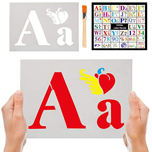 Letter Stencils Larger Alphabet Stencil Calligraphy Font Reusable Plastic DIY Writing Templates Art Craft Drawing for Painting On Wood Chalkboard Sign