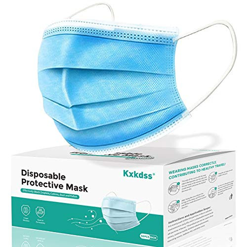 50pcs Disposable Face Mask  Blue 3 Layers Protection Safety Face Masks