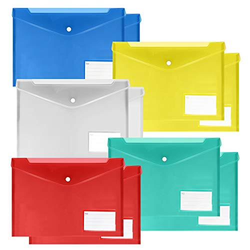 10 Pack Plastic Envelopes Poly Envelopes Transparent Waterproof Document Folders US Letter A4 Size File Envelopes with Label Pocket Snap Button for S 10 Pack Plastic Envelopes Poly Envelopes Transparent Waterproof Document Folders US Letter A4 Size File Envelopes with Label Pocket Snap Button for S