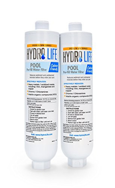 Hydro Life Pool Water Filter - Pack of 2 - Effectively Reduces Levels of Heavy Metals  Chlorine  Chloramines and Volatile Organic Compounds to Make Ba