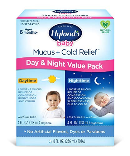 Infant and Baby Cold Medicine  Hylands Baby Mucus - Cold Relief  Day and Night Value Pack  Decongestant and Cough Relief  8 Fl Oz
