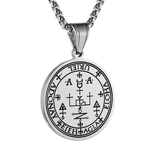 HZMAN Stainless Steel Sigil of Archangel Uriel Talisman Pendant Necklace 22-2 Inch Chain HZMAN Stainless Steel Sigil of Archangel Uriel Talisman Pendant Necklace 22-2 Inch Chain
