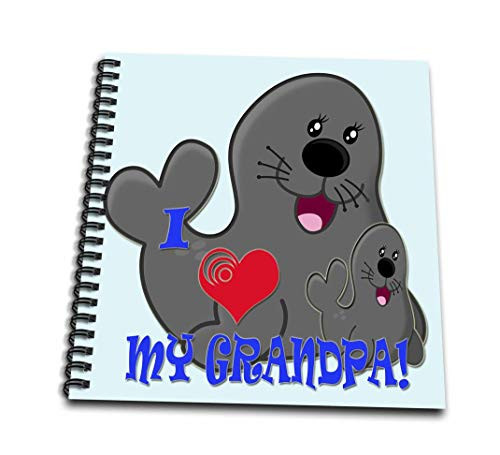 3dRose db-224470-3 I Love My Grandpa Seals Blue Kids Decor Mini Notepad  4 x 4