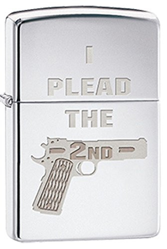 Zippo I Plead The 2nd Amendment The Right to Bear Arms Chrome Lighter