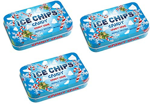 ICE CHIPS Xylitol Candy Tins -Candy Cane  3 Pack- - Includes BAND as shown