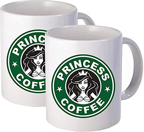 Willcallyou Pack of 2 Princess Coffee 11 Ounces Funny White Coffee Mug Willcallyou Pack of 2 Princess Coffee 11 Ounces Funny White Coffee Mug