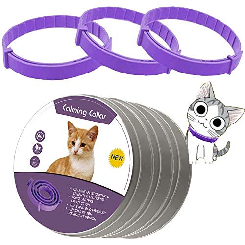 Cat Calming Collars  3 Pack Calming Collar for Cats  Kitten Pheromone Anti-Anxiety Calm Collars  Adjustable Waterproof Collar Up to 15 Inches Fit for