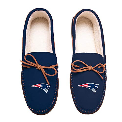 FOCO Football Mens Team Color Big Logo Moccasin Slippers Shoe - Pick Team -Medium 9-10  New England Patriots-