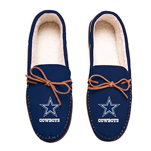 Football Mens Team Color Big Logo Moccasin Slippers Shoe - Pick Team -Medium 9-10  Dallas Cowboys-