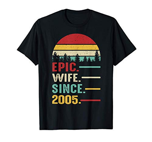 15th Wedding Anniversary Gift for Her Epic Wife Since 2005 T-Shirt