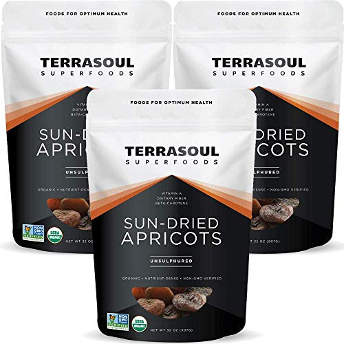 Terrasoul Superfoods Organic Apricots  6 Lbs -3 Pack- - Sun-dried - Unsulphured - Fiber